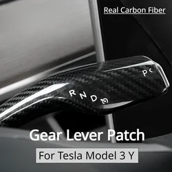 Gear Lever Patch for Tesla Model 3 Y Real Dry Carbon Fiber 3K 240G Handmade Steering Wheel Gear Shift Cover Wiper Accessories