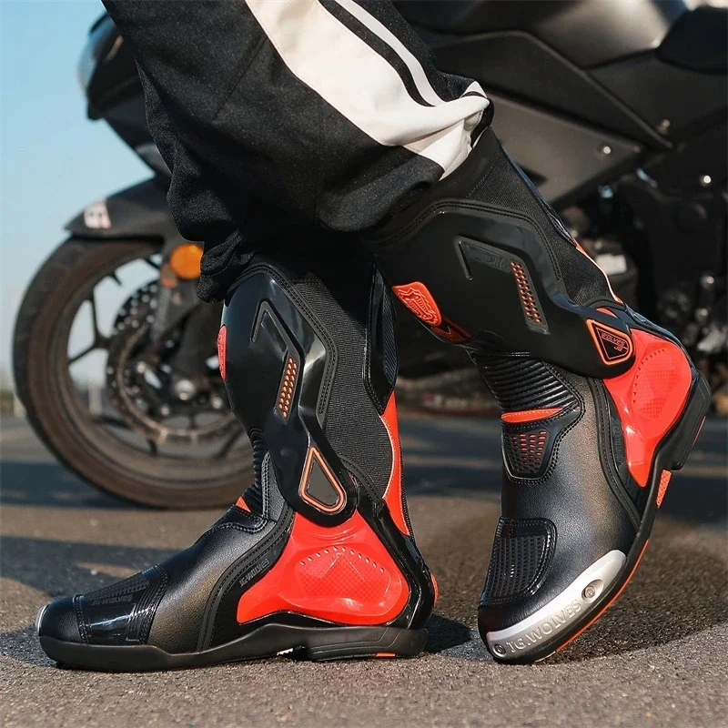 Motorcycle Racing Boots Men's Biker Cycling Shoes Nanofiber Professional Biker Shoes Thickened Rubber Non-slip Breathable