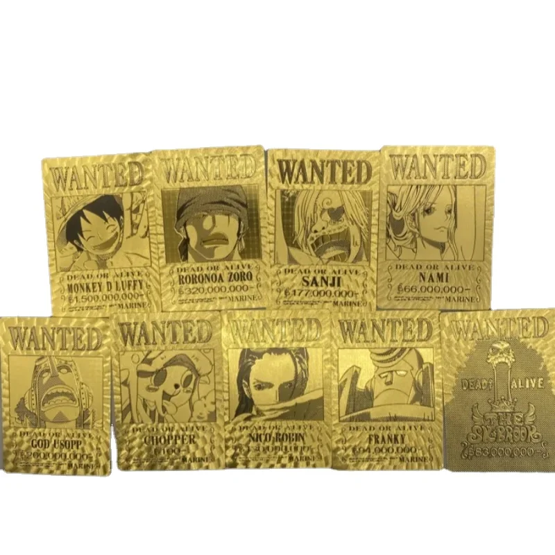 

One Piece Cartoon Gold Foil Paper Currency Anime Action Figure Cap Luffy Zoro Sanji Card Decoration Children Toys Birthdays Gift