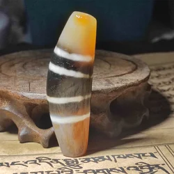 1pcs/lot natural horn thread bead agate dzi quaint rare cinnabar spots organic gems weathering jewelry amulet folk-custom taki