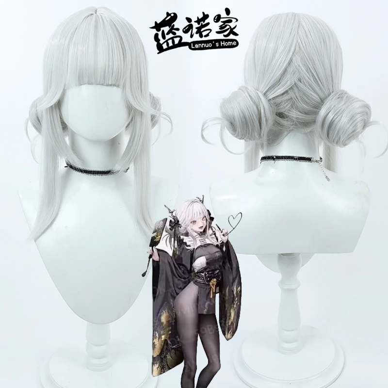 

Синтетические волосы игры NIKKE The Goddess of Victory Blanc, парик для косплея, 60 см, серебристо-белый цвет, парики, термостойкий парик
