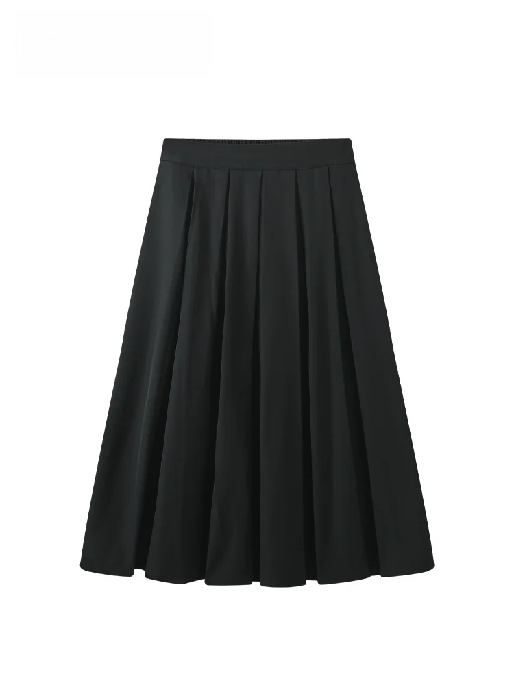 

High Waist A-Line Pleated Skirt for plus Size Women Loose Fit Casual Wear Polyester Fiber Autumn Season Universal Sle