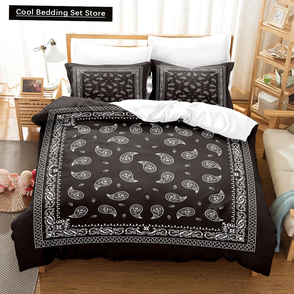 

2/3pcs Paisley Bandanna Printed Duvet Cover Comfortable Paisley Flowers Bedding Set for Bedroom , Machine Washable