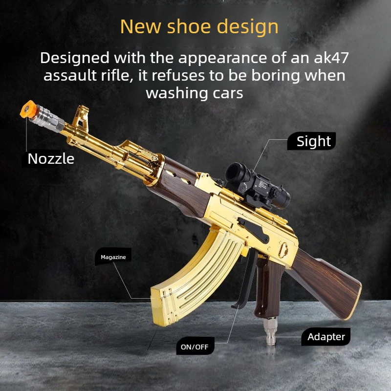 Gold AK47 New High Pressure Power Washer Gun - Quick Connect Plug Compatible with Foam Cannon Garden Hose Water Sprayer for Car