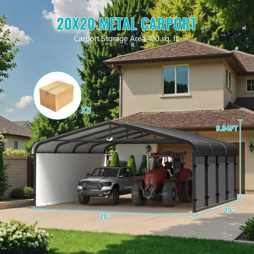 Metal Carport,Car Ports Heavy Duty Metal for Snow,Car Tent Garage with Galvanized Metal Roof,Outdoor Two Car Carport All