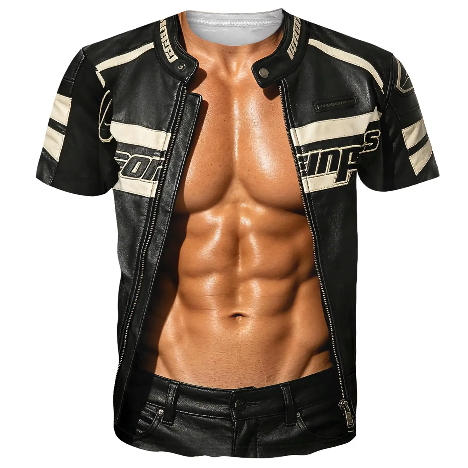 Neuheit 3D-Illusion Fake Body Print T-Shirt Lustiger Haariger Brustmuskeln-Anzug Grafisches Kurzarm-Unisex-Oberteil für Urlaub, Party und Freizeit – Detail 9