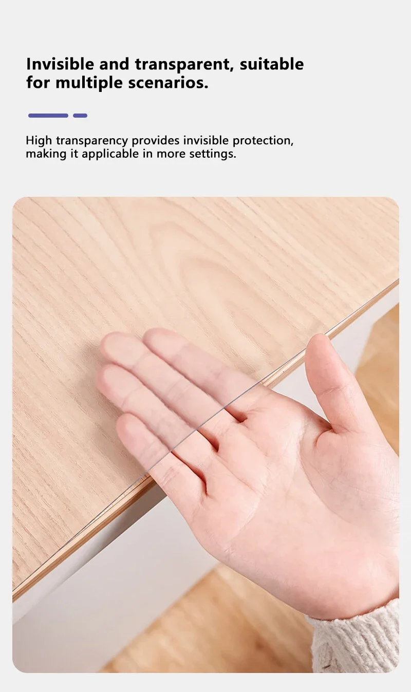 Weiche Glastischdecke, transparente PVC-Tischdecke, wasserdicht, ölbeständig, für Küche und Esszimmer, rechteckige Tischdecke, matt, klar – Detail 13