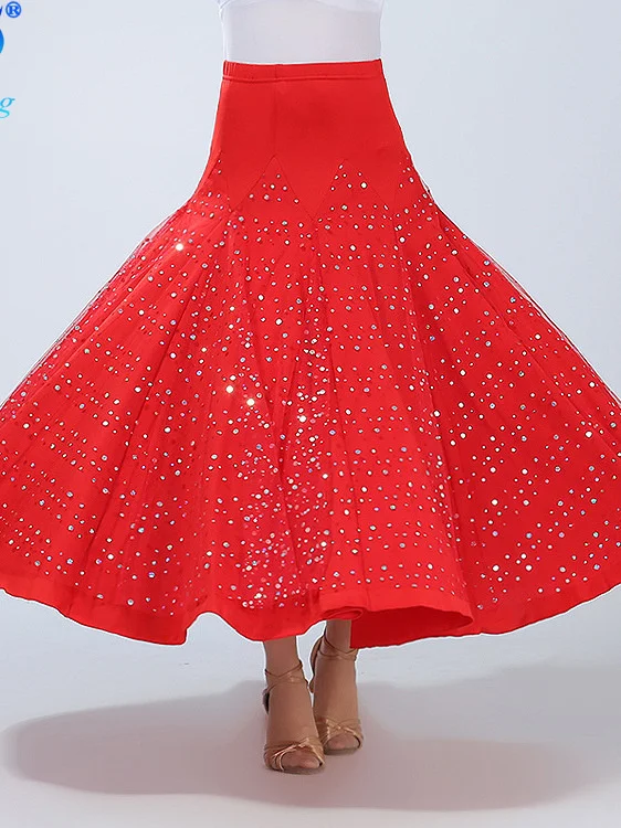 Elegant Ballroom Soft Dance Skirt Dancing Women New Style Casual Costume Long Swing Skirt For Flamenco Rumba Waltz Dancewear