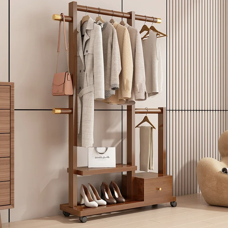 Low Profile Wood Clothes Racks Hanging Interior Hotel Apartments Clothing Rack Design Modern Colgadores De Ropa Room Furniture