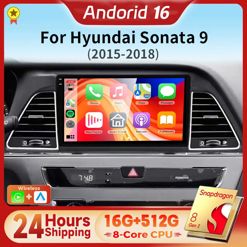 Radio Multimedia para Auto con Android 16, Carplay, GPS, Bluetooth, para Hyundai Sonata 7 LF 9 2014-2017, Autoradio Estéreo, Envío en 24 horas