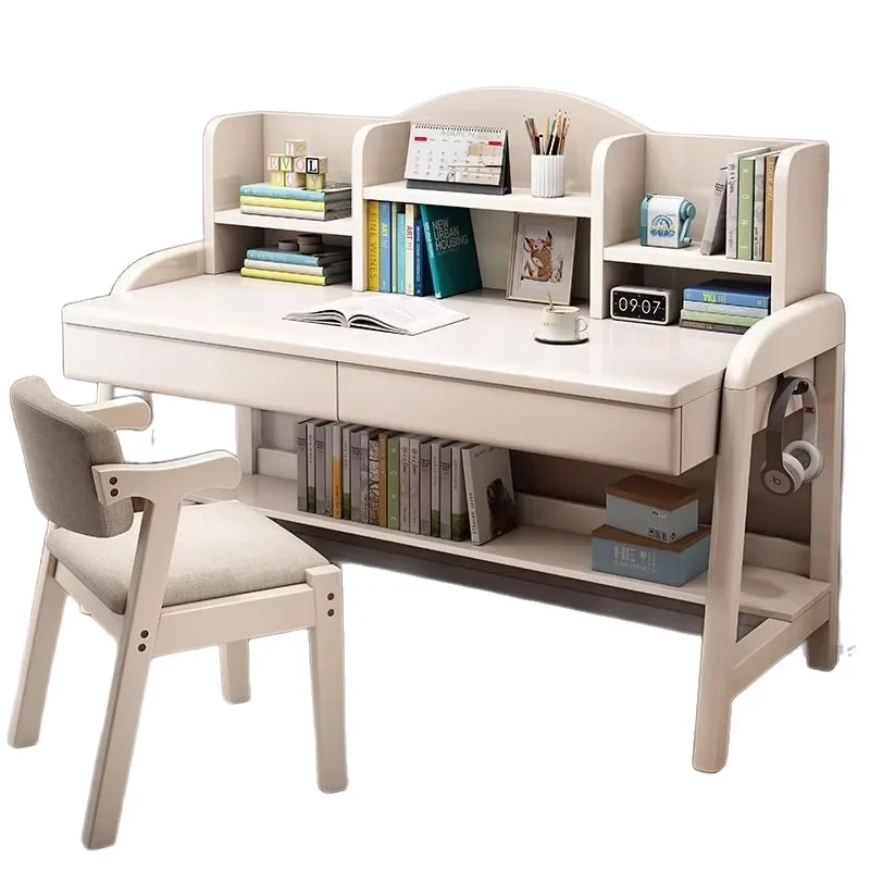 Study table for primary school students Writing table and chair set Household simple solid wood children's desk