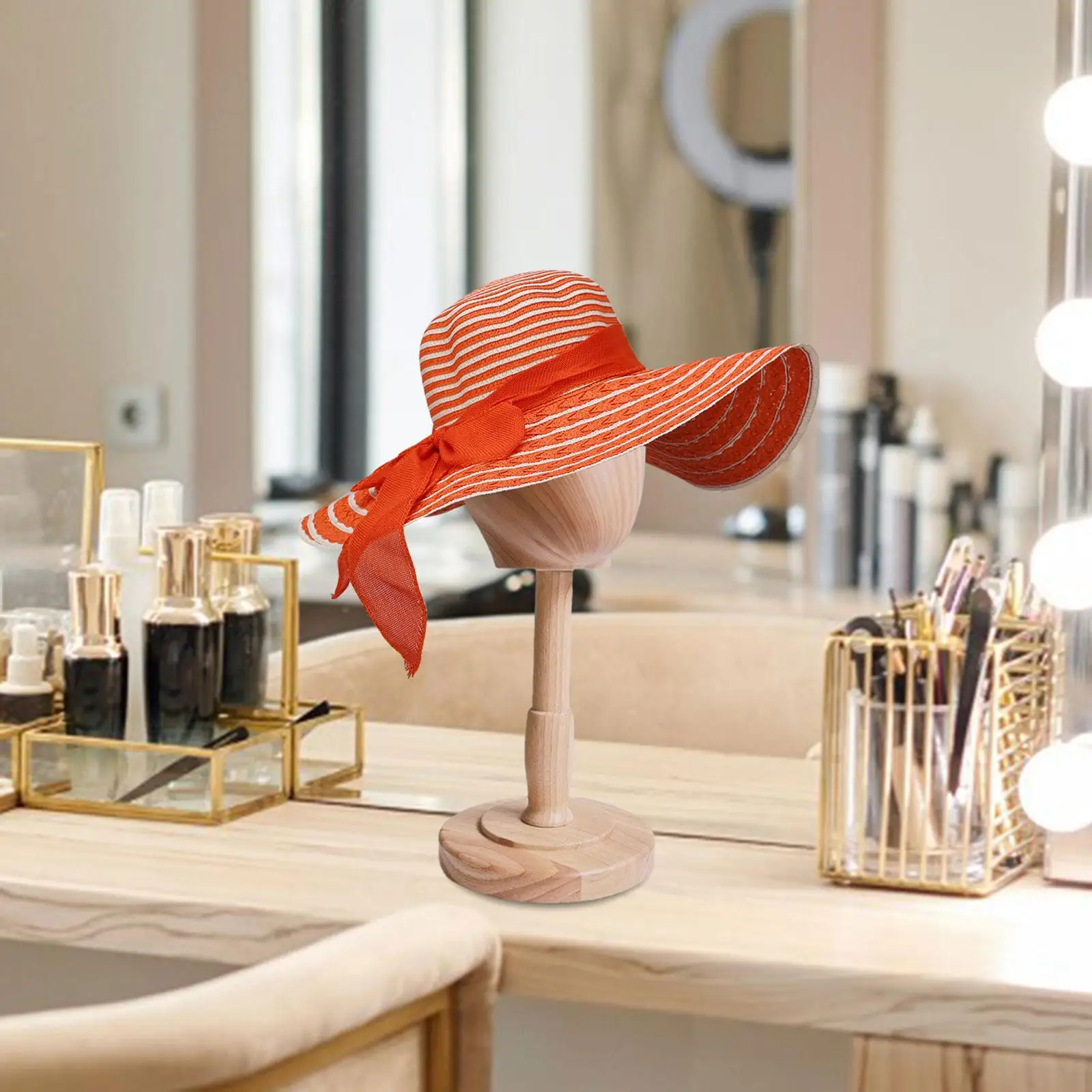 

Wig Head Holder Hat Display Head Wig Stand Headwear Detachable Wood Stand Wig