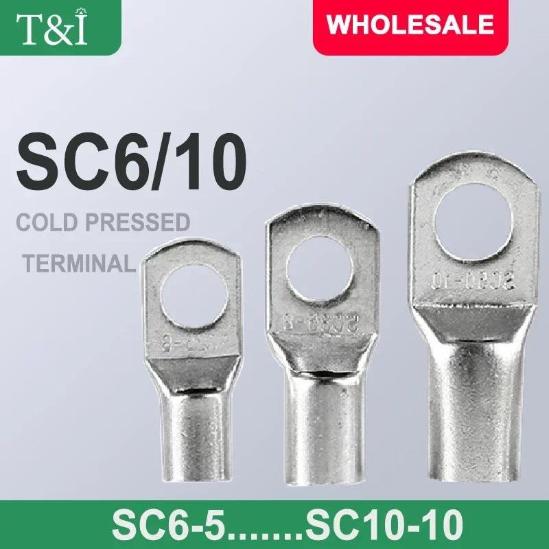 銅製のロブグリングワイヤーコネクタ、ベアケーブル、電気圧着端子、SC6-5、SC6-6、SC6-8、SC10-6、SC10-8、sc 10-10、1個