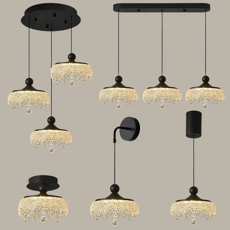 レトロな氷山型ティアドロップペンダントライト、ダイニングルーム、廊下用、フレンチスタイルの小型ハンギングランプ、ヴィンテージドロップレットシャンデリア