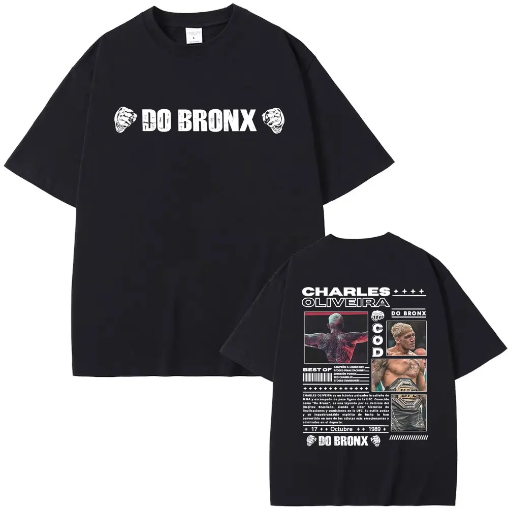 Limitierte Charles Oliveira Do Bronx Vintage Grafik T-Shirts für Männer und Frauen Sommer Übergroßes T-Shirt Lässiges Trendiges T-Shirt Streetwear