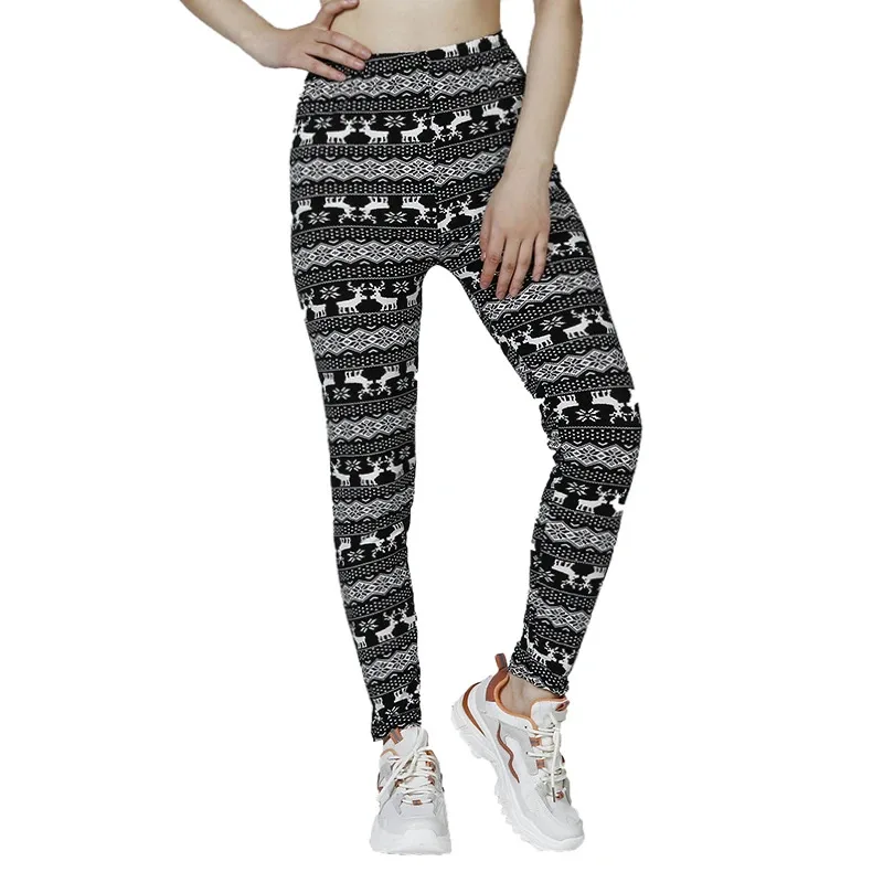 PD21 Europese en Amerikaanse casual mode bovenkleding DAMESbroek Kerst herten Kerst bedrukte elastische legging