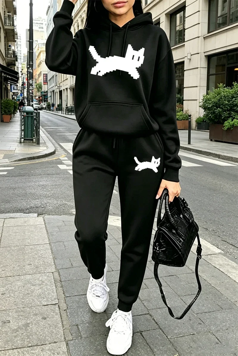Hot Sales Womens Tracksuit Casual Hooded Sweatshirt Sportswear Outdoors Sports Jogging Clothing AutumnWinter Single Hoodie Pants
