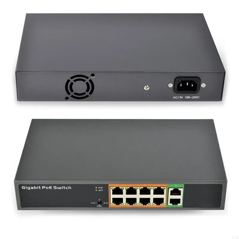 E1PF 10 Port Metal Gigabit Ethernet PoE Switcher Fanless with 150W Power Unmanaged