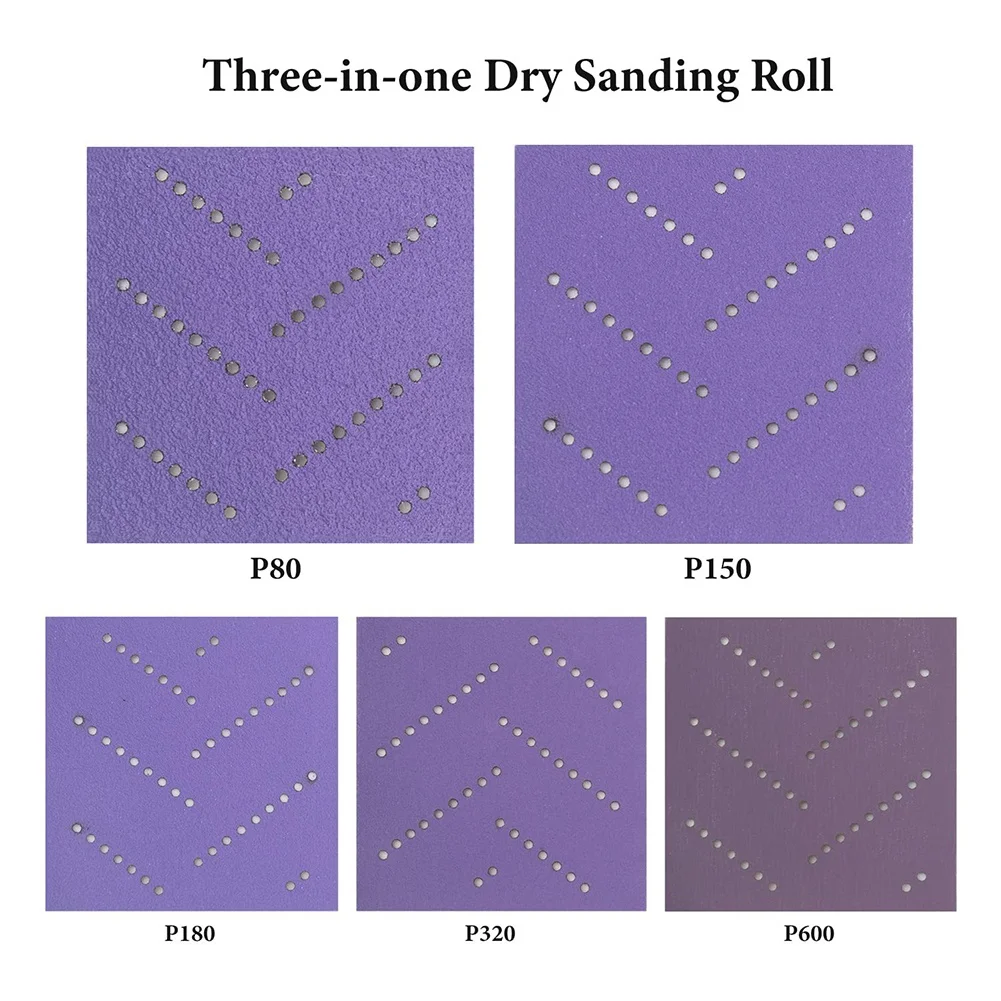 10PCS 80-500 Grit Wet Dry Sandpaper Waterproof Purple Sanding Sheet Hook Sandpaper Multi-Hole Abrasive Roll For Polishing
