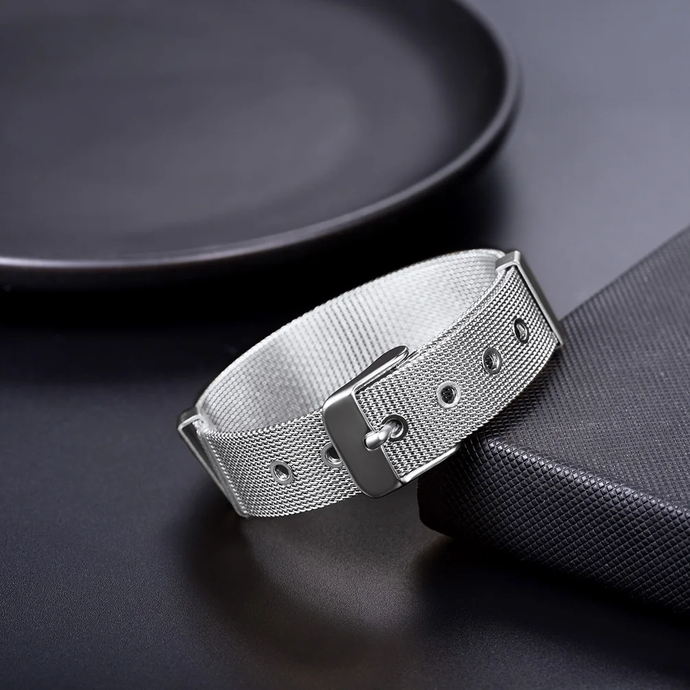 10/12/14mm Wide Watch Band Chain Net Bracelets Bangle for Men woman Hip Hop adjustbale 13-19cm 5.2-7.5inches Length Unisex Jewel