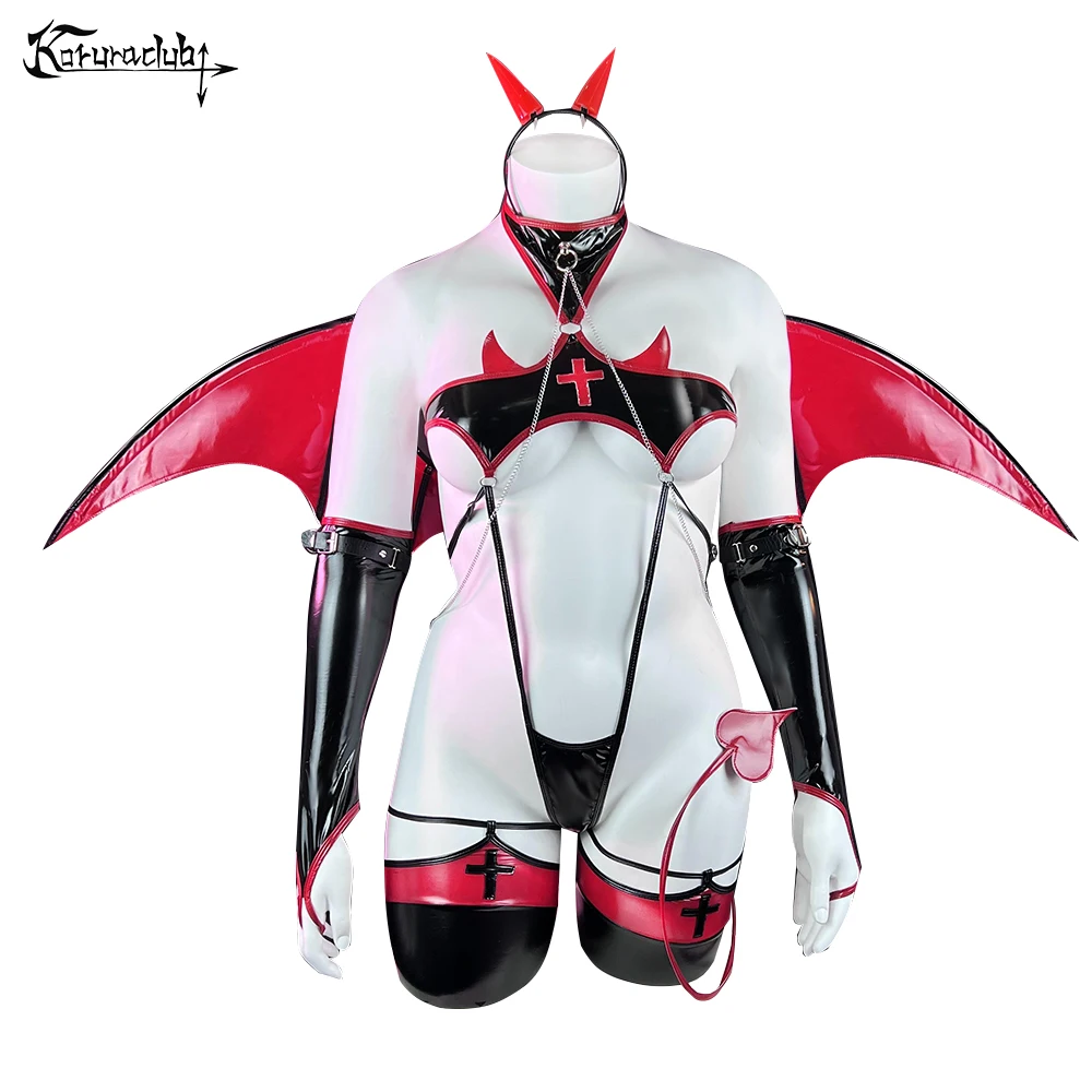 

Large plus size women Sexy Halloween cosplay costume Devil lingerie Stockings Red Nurse Uniform bat wing