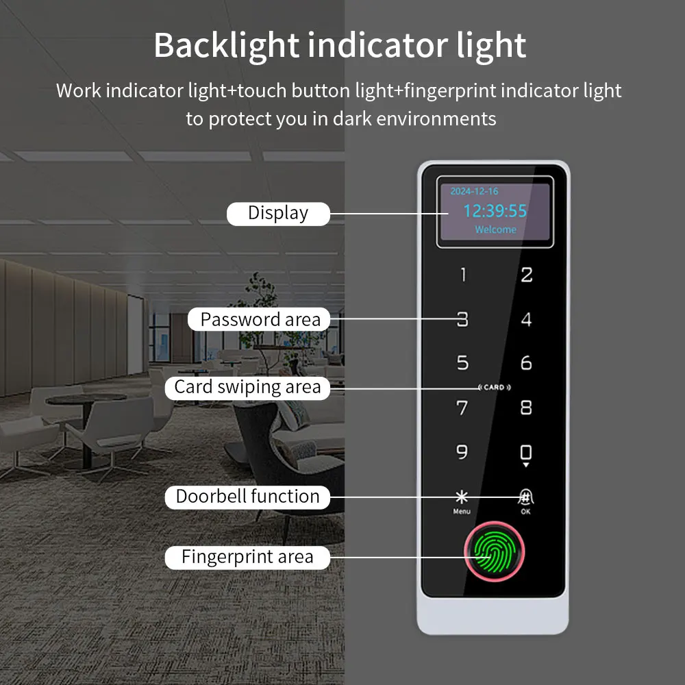 مقاوم للماء WIFI Tuya App التحكم قارئ بصمات الأصابع مع شاشة LED LCD قائمة بذاتها باب لوحة المفاتيح المعدنية نظام التحكم في الوصول RFID