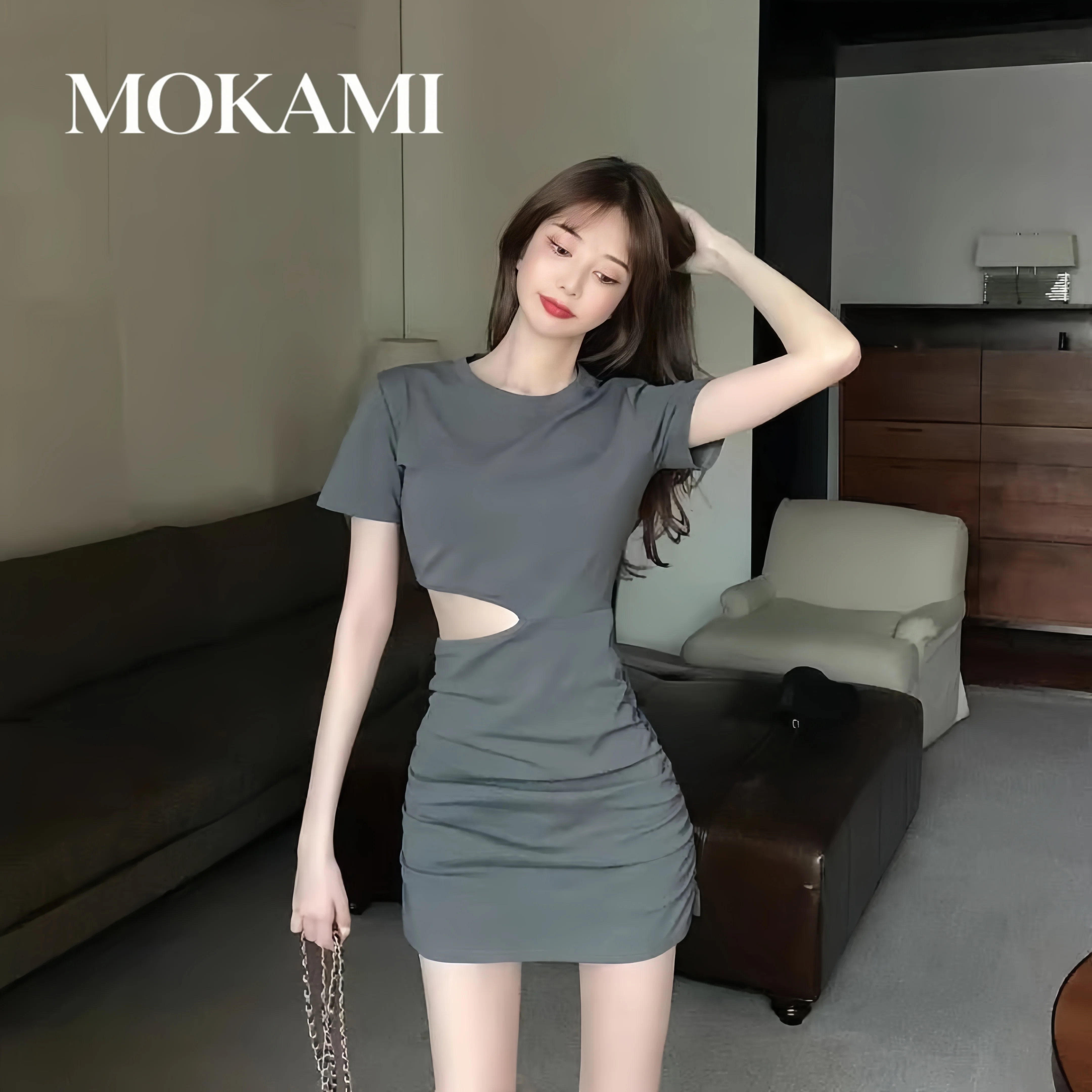 Sexy Hollow Tight Dress Korean Style Perforated Base Skirt One-Step Skirt Stylish Design Base Skirt for Women