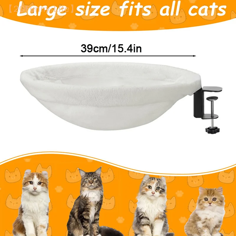 Cat Desk Bed Desk Cat Perch Comfortable Soft Round Desktop Cat Bed Table Mount Cat\'s Nest With Pet Mat Office Work Deskcat Bed