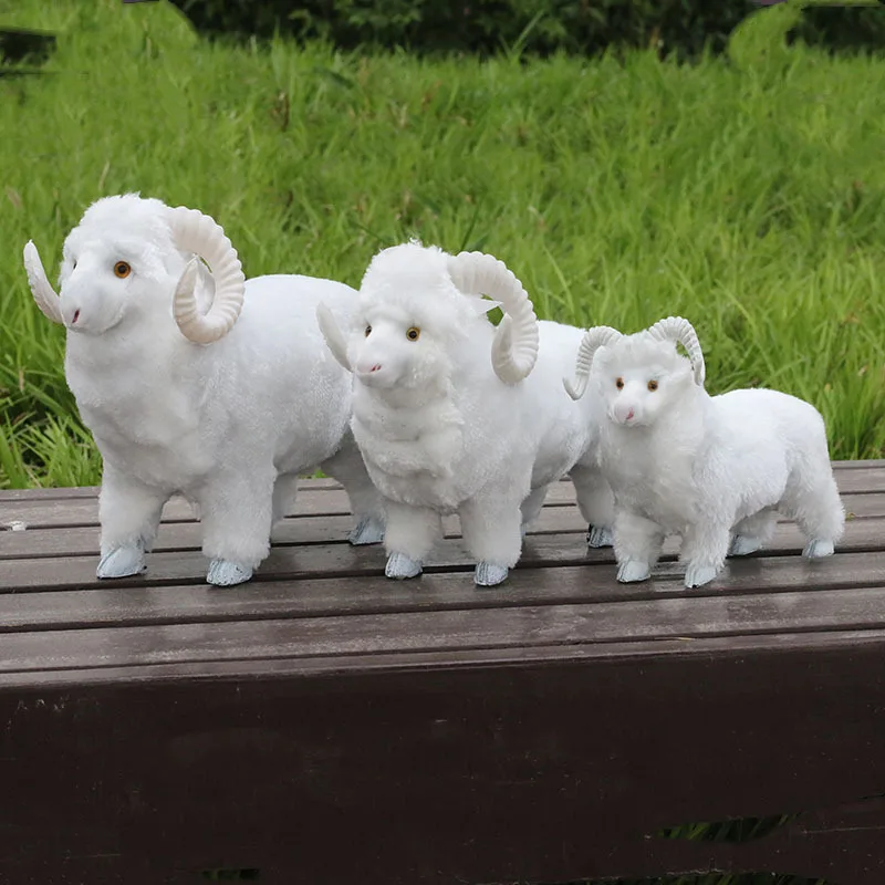 Simulation Sheep Model Plastic&furs Goat Sheep Home Decoration Garden Farm Market Ornament Toy Gift d0747