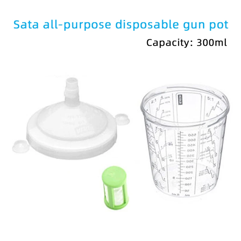 Used For Sata Spray Gun Pot 300ml Universal Type Paint Plastic Pot Disposable Gun Cup Transparent