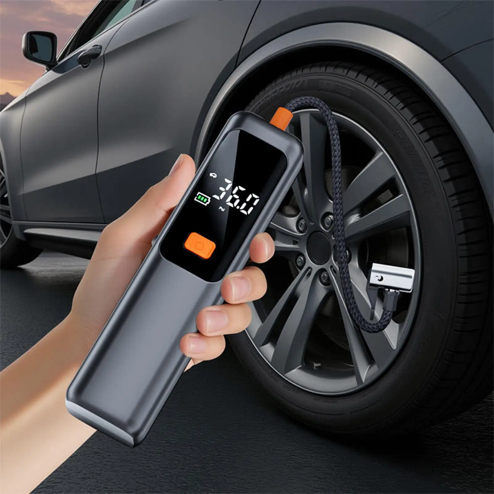 Tire Inflator Auto Shutoff Car Air Compressor Pump Inflator Rechargeable Electric Adapter Tool For Vehicle Home Motorcycle