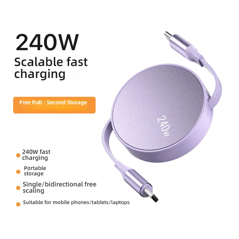PD 240W USB C a USB C Cable Cable de carga rápida retráctil para iPhone 16 Huawei Xiaomi Samsung tipo C accesorios de carga rápida