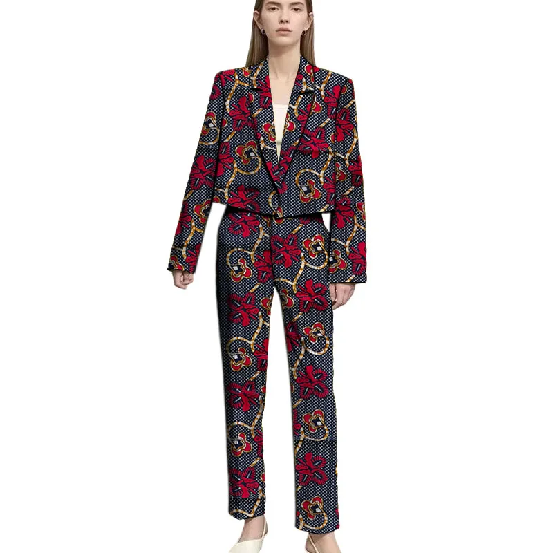 Women's Ankara Outfit Short Blazer With Pant Original Design African Print Couture Wedding/Party Wear Formal Set Customized