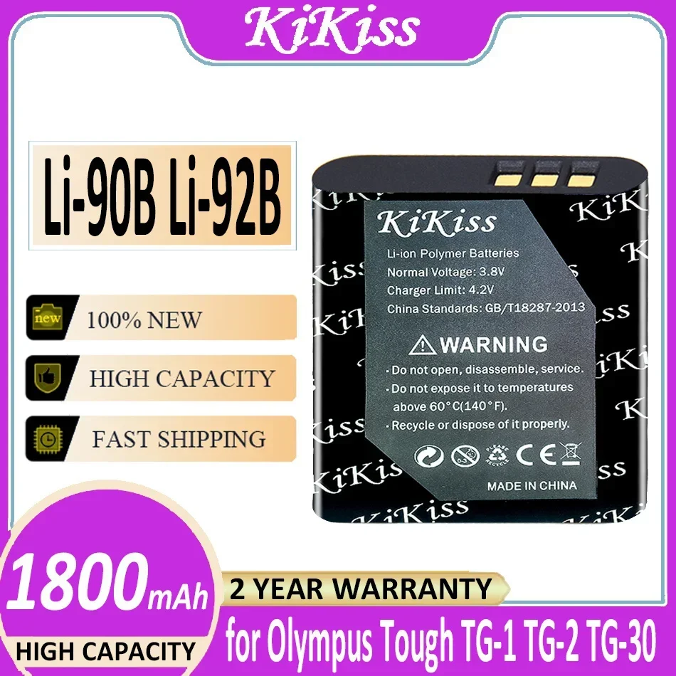 Battery Li-90B Li-92B 1800mAh for Olympus Tough TG-1 TG-2 TG-3 Red TG-6 TG-4 TG-5 SH-1 SH-50 SH-60 XZ-2 SP-100EE Camera Bateria