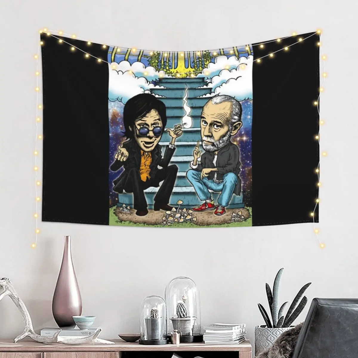 Vintage Retro Bill Hicks Quotes George Carlin Comedians Tapestry Decoration For Home Aesthetic Room Decoration Tapestry