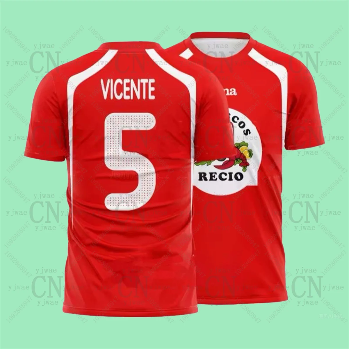 Amador & Vicente & Recio قمصان كرة القدم المأكولات البحرية الروبيان Recio تي شيرت مطبوع التجفيف السريع ملابس رياضية الصيف الرجال والنساء تي شيرت #5