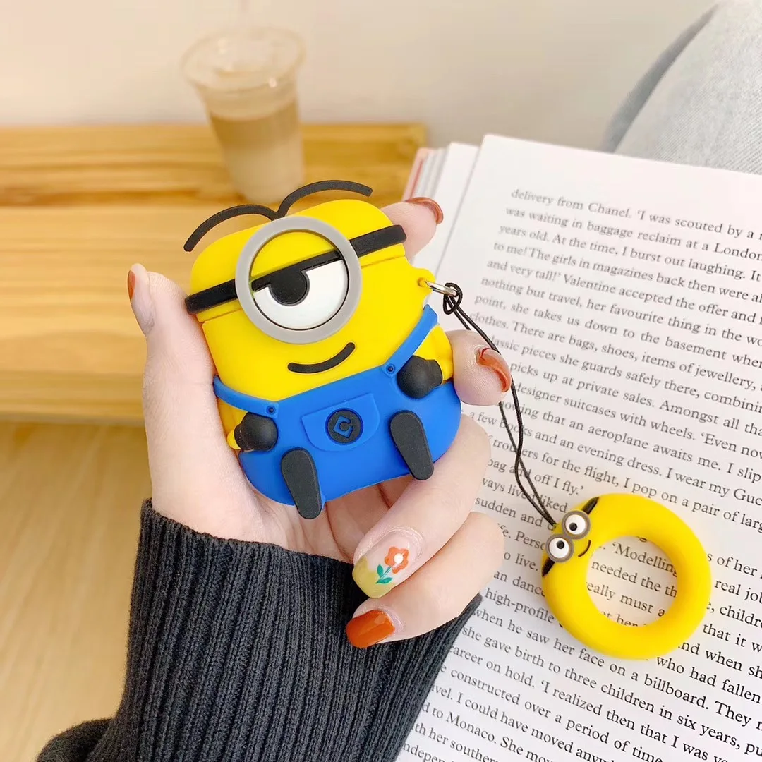 Niedliche 3D-Cartoon-Minions-Accessoires-Hülle für Airpods 5 2026 1 2 3 4 Pro2 Pro 3 Großäugiges Silikon-Kopfhörer-Etui – Detail 7