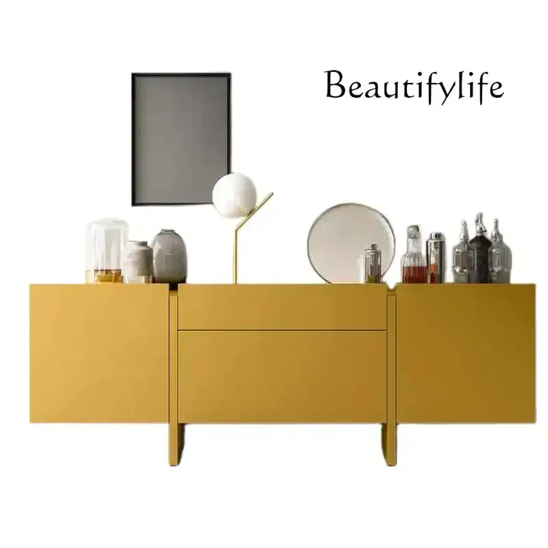 

Nordic cream style solid wood paint dining side cabinet simple modern entrance cabinet