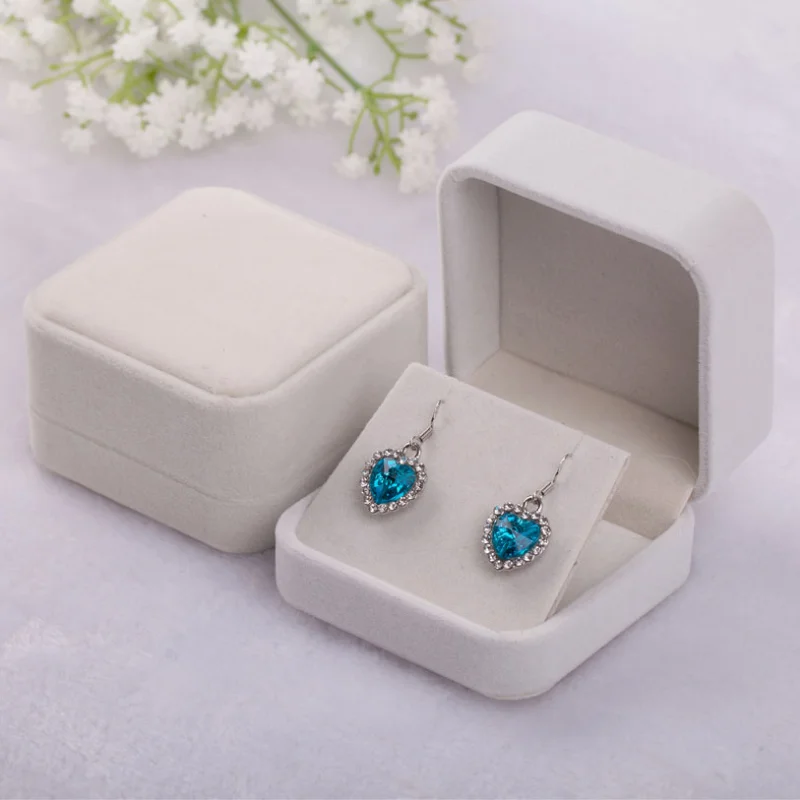 6 Colors Flannelette Jewellery Box Wholesale Earrings Box Multi-Coloured Blue Earring Boxes Earring Organizer Jewelry Gift Box