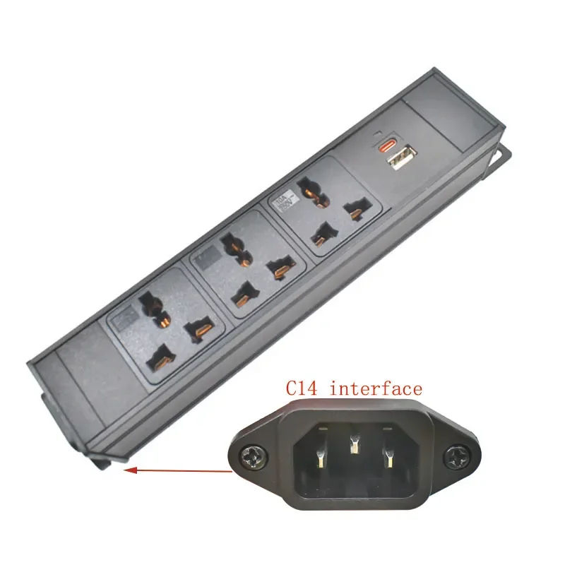 Wireless aluminum alloy shell PDU power board network cabinet rack 10A universal socket C14 interface 1-10AC with TPC charging