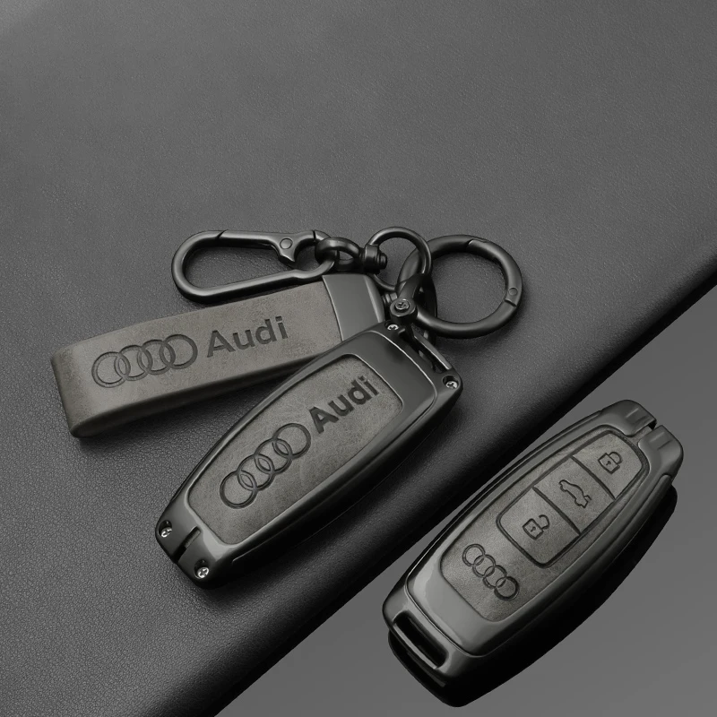 Zinc Alloy Car Smart Remote Key Case Cover Fob Protection Shell for Audi A3 A4 B9 A6 A7 4K A8 E-tron Q5 Q8 C8 D5 SQ8 Accessories