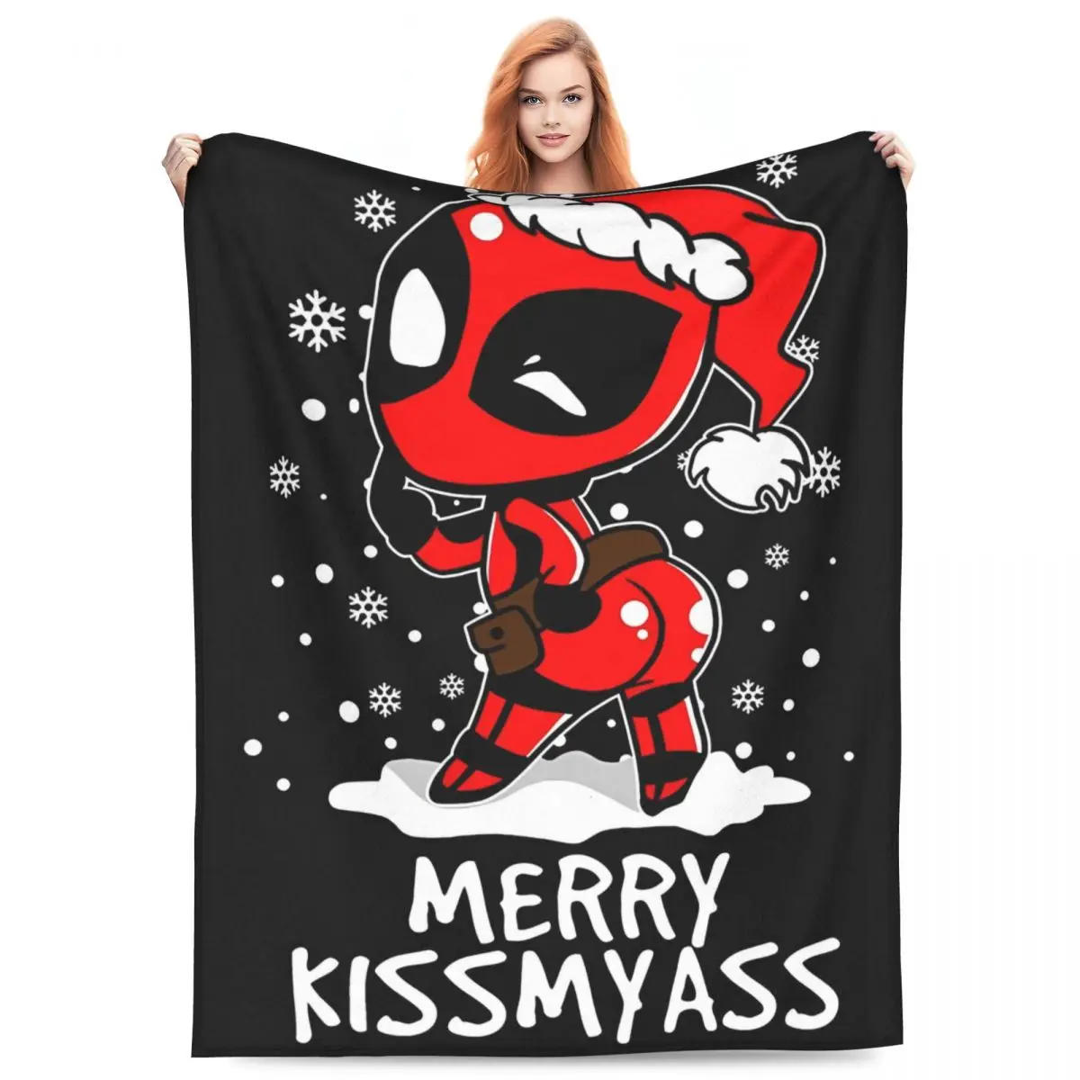 MINISO Sanrio Spider-Man Deadpool Christmas Throw Blanket Flannel Bedspread For Couch Chair Sofa Bed Fluffy Sofa Bed Cover