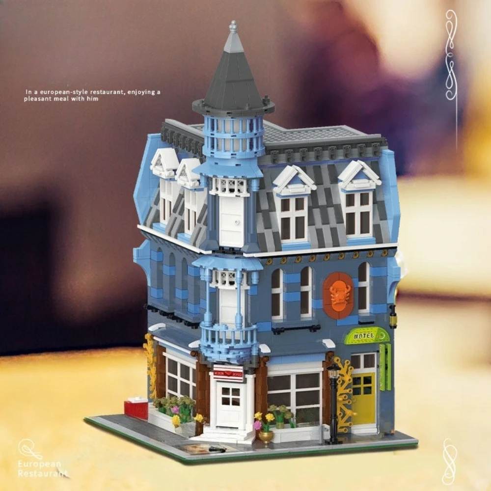 MOC Modern Grocery Store Flower House Building Blocks Set European Shop Villa Architecture Toys Children Birthday Holiday Gifts