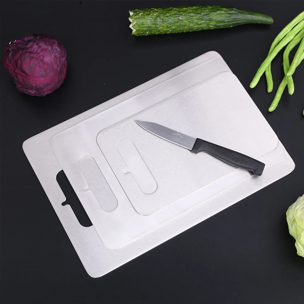 

Stainless Steel Cutting Board Square 24x34x0.2cm Hanging Handle Rustproof Dishwasher Safe Cutting Block for Home Kitchen