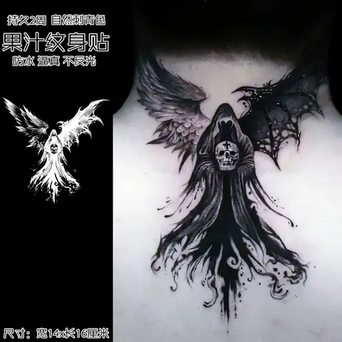 Gothic Devil Tattoos Temporary Waterproof Tattoo Stickers Punk Carnival Demon Herbal Grim Reaper Lasting Tatoo Art Fake Tatto
