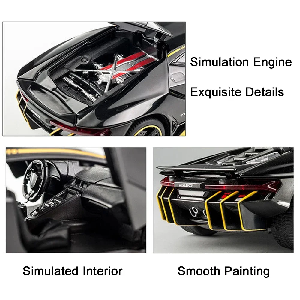 1:32 람보르기니 합금 럭셔리카 로고 모델, 다이캐스트 금속 풀백 사운드 및 라이트 자동차 모델, 어린이 장난감 컬렉션 선물, LP750