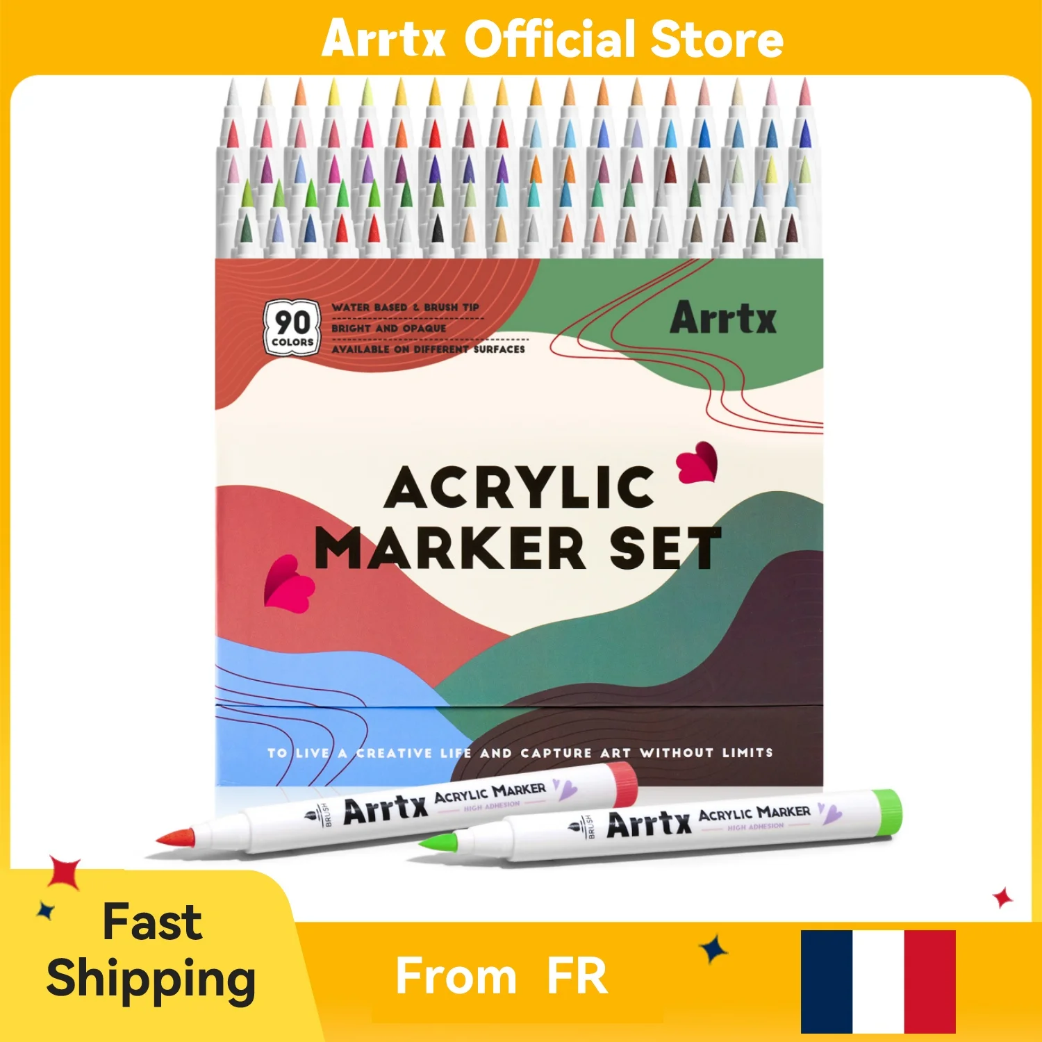 Marqueurs de peinture Arrtx, pointe pinceau supplémentaire, stylos de peinture acrylique, pour la peinture sur roche, le bois, la toile, la pierre, le verre, les œufs de Pâques, les travaux manuels DIY