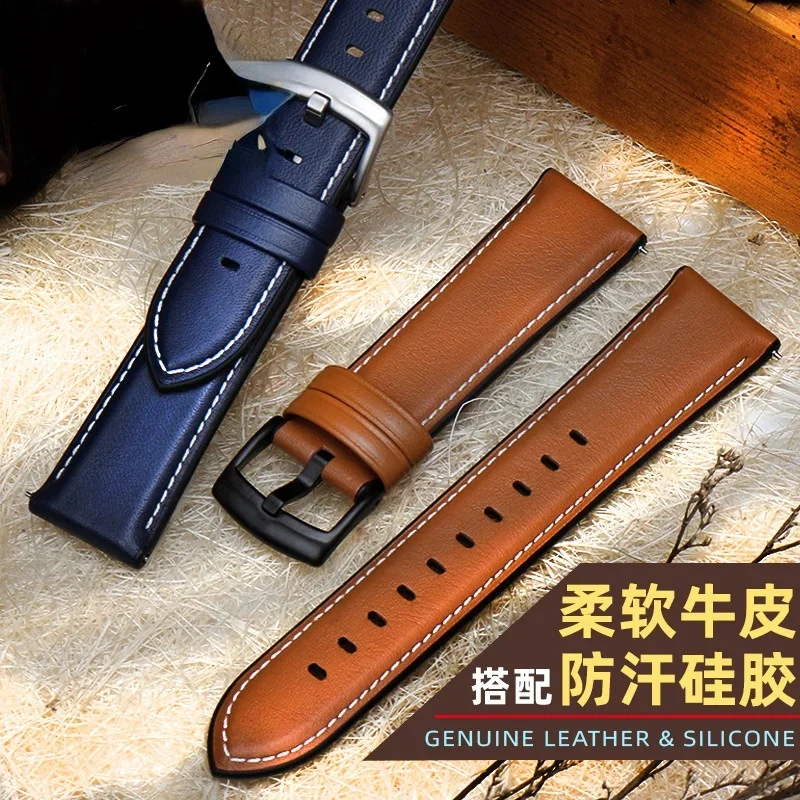 Genuine Leather Watch Strap for Huawei Watchgt/2pro Porsche Glory Magic/Ticwatch Pro Genuine Leather Silicone Strap