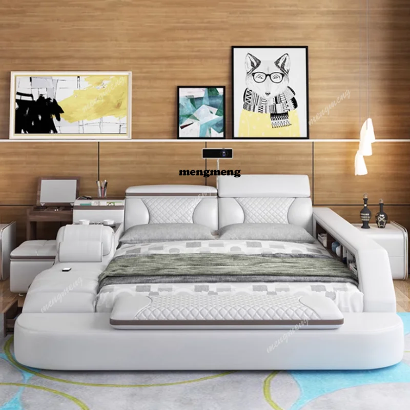 

Dressing Table Modern Bed Bedroom Organizer Luxury Tatami Nightstands Bed Lounge Smart Camas De Dormitorio Bedroom