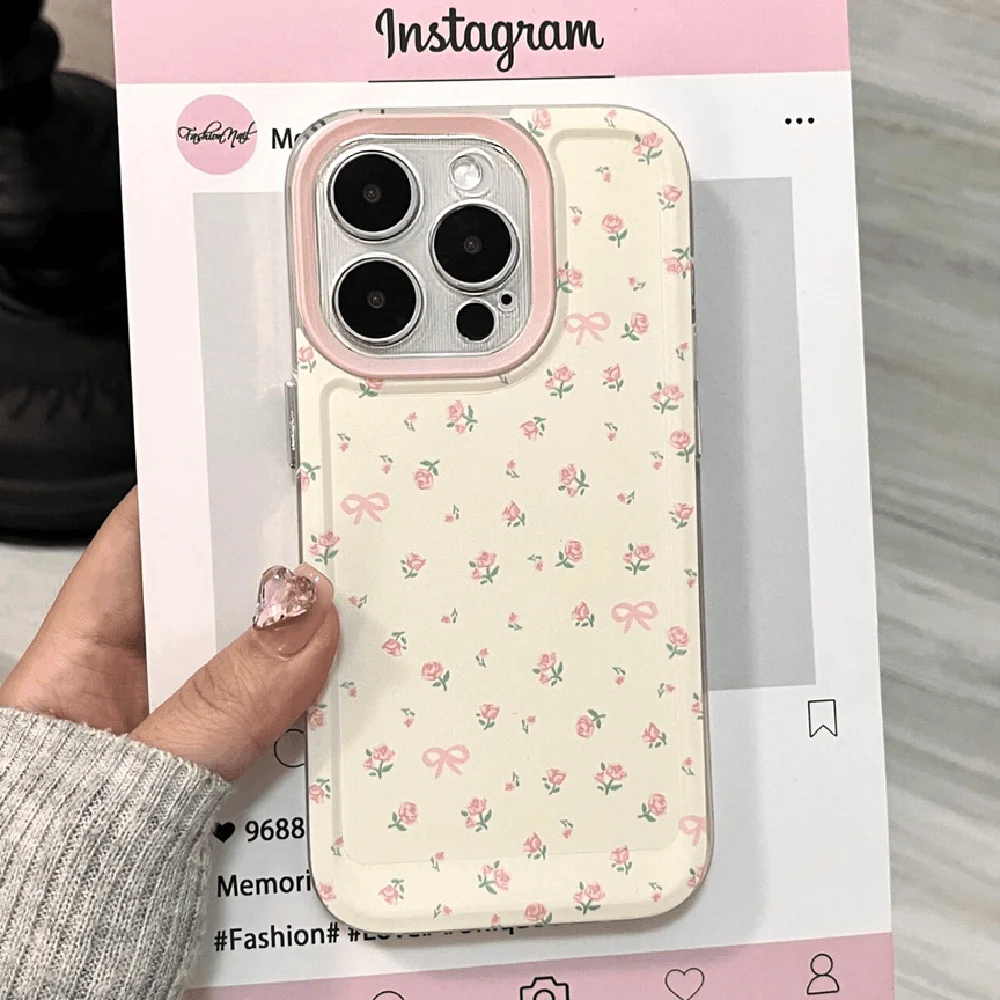 Cute Flowers Clear Space Phone Case For IPhone 11 12 13 14 15 16 Pro Max Mini X Xs XR 7 8 Plus Se2020 Transparent Cover